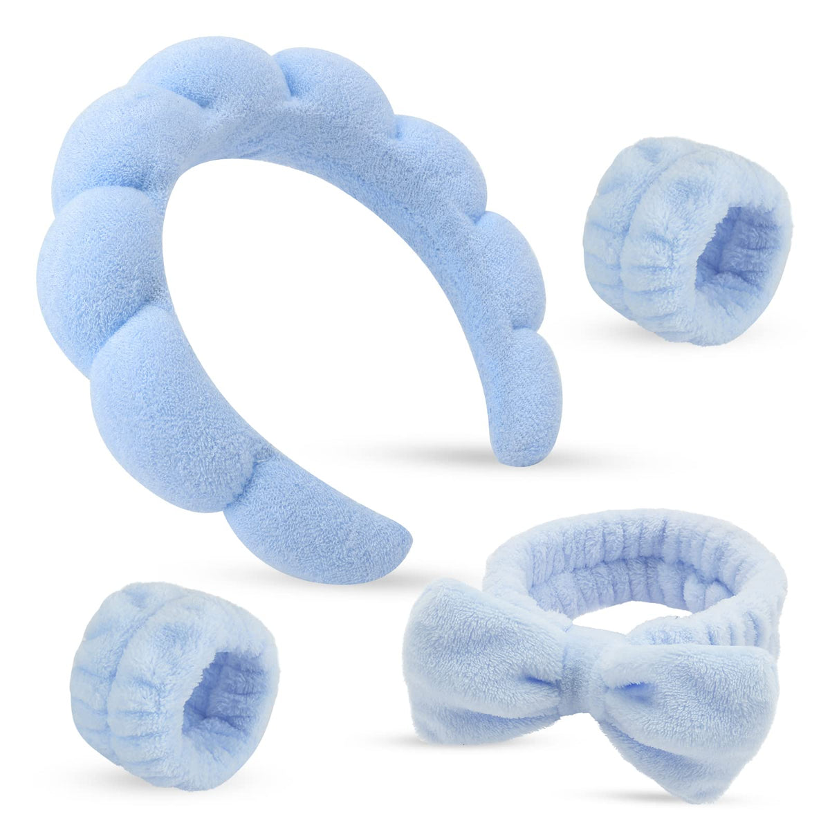 ATROCH blue headband front view showing soft terry cloth and comfortable fit