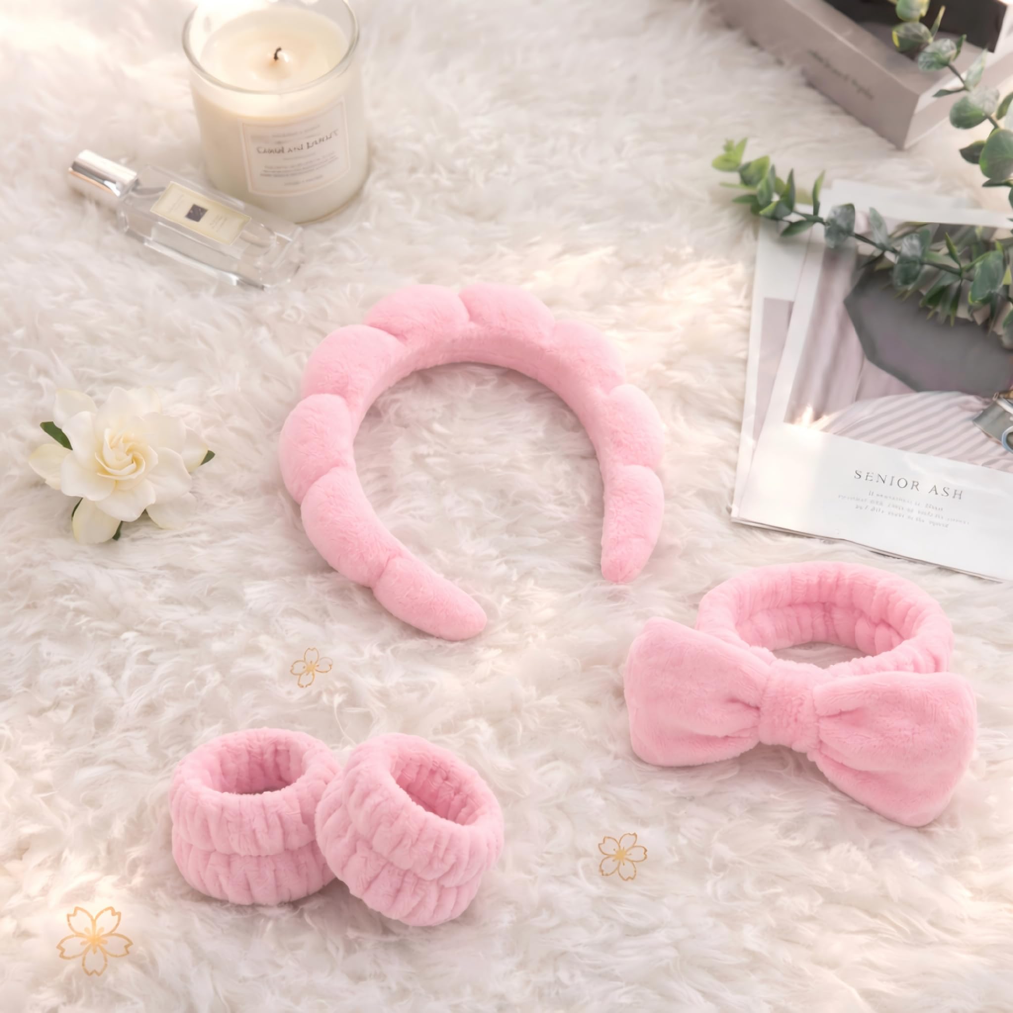 ATROCH set staged on vanity promoting relaxed spa-night convenience
