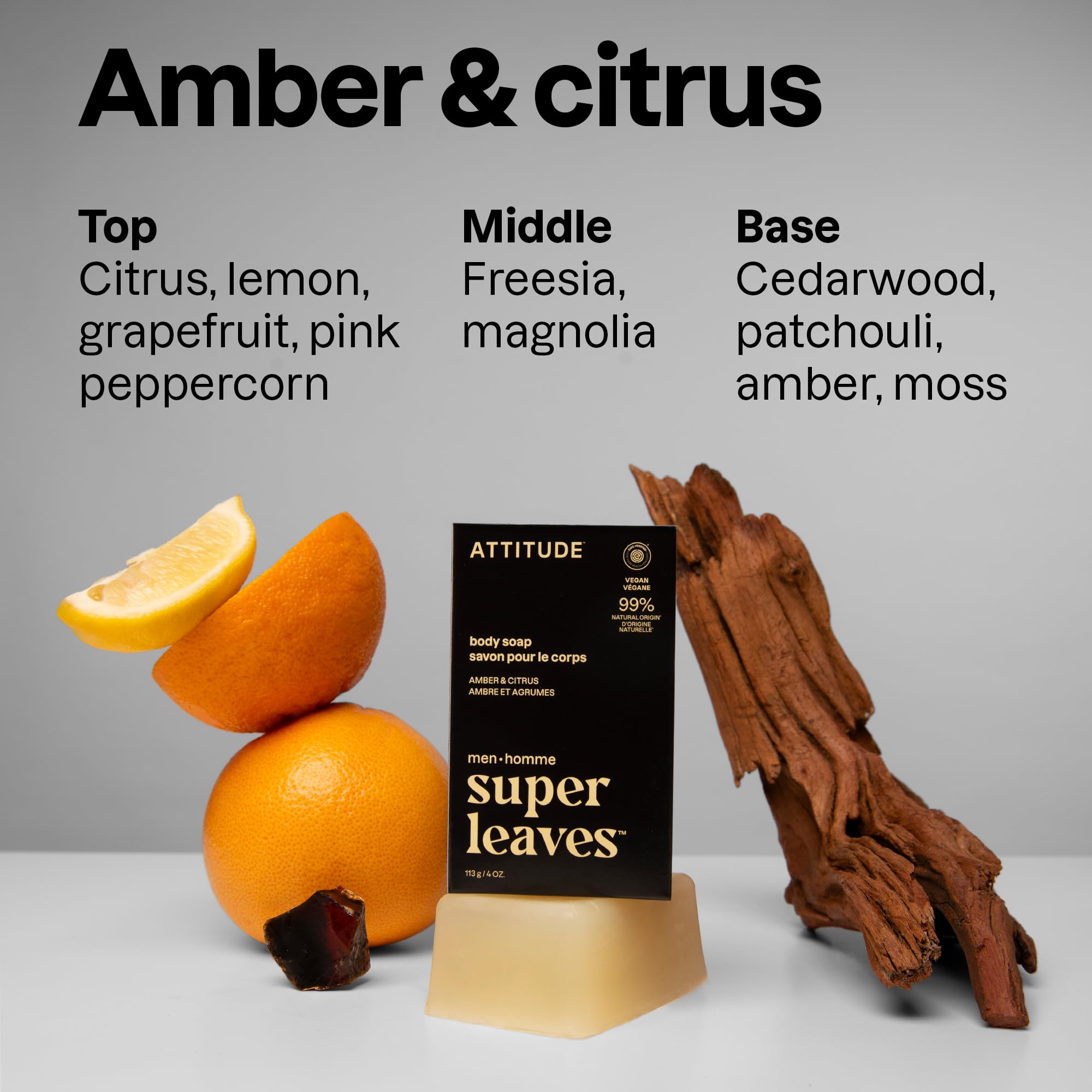 ATTITUDE bar soap angled to display brand embossing and solid-format convenience