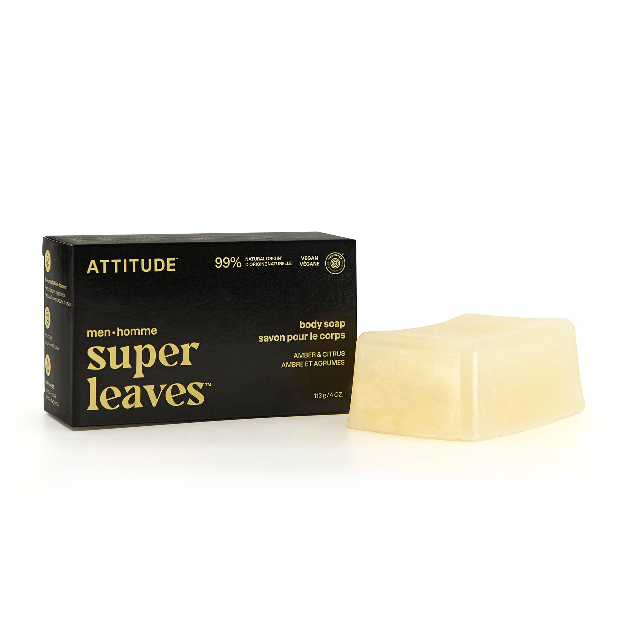 ATTITUDE bar soap front packaging showing amber citrus scent and EWG Verified benefit