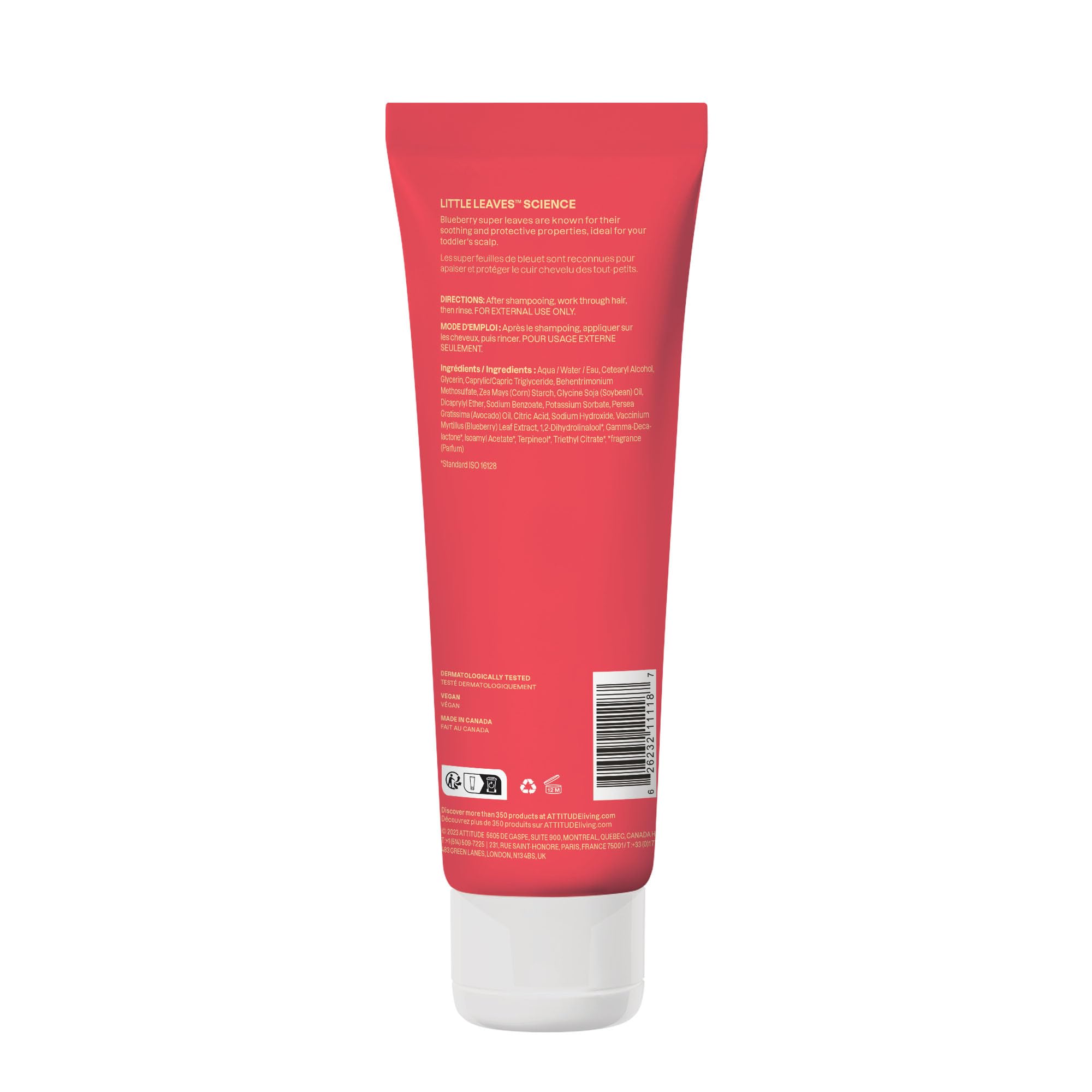 ATTITUDE kids conditioner recyclable HDPE #2 bottle detail supports eco-friendly routines