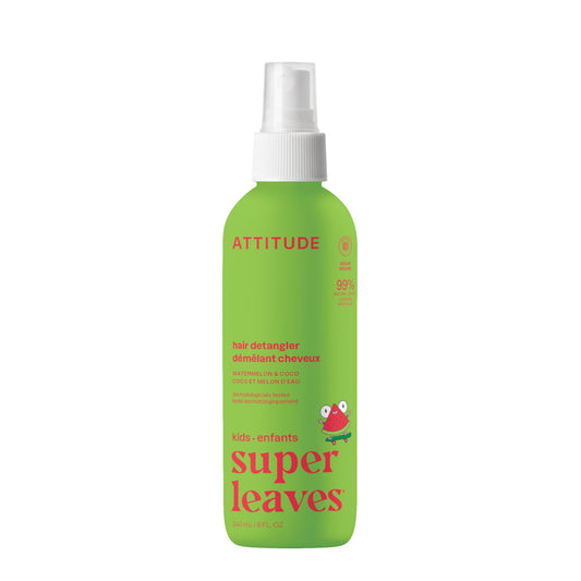 ATTITUDE bottle front view showing label and size, clear benefit: gentle detangling