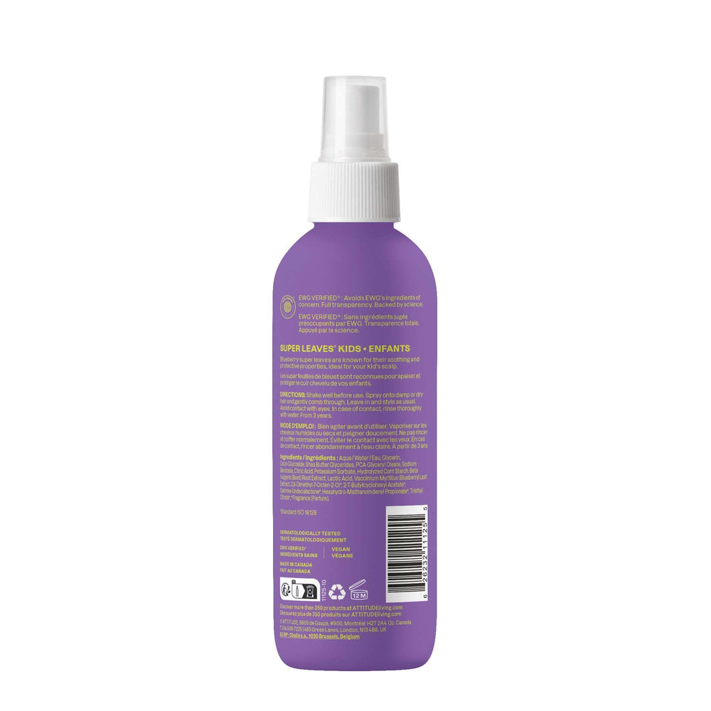 Child having hair brushed after ATTITUDE detangler for easier combing