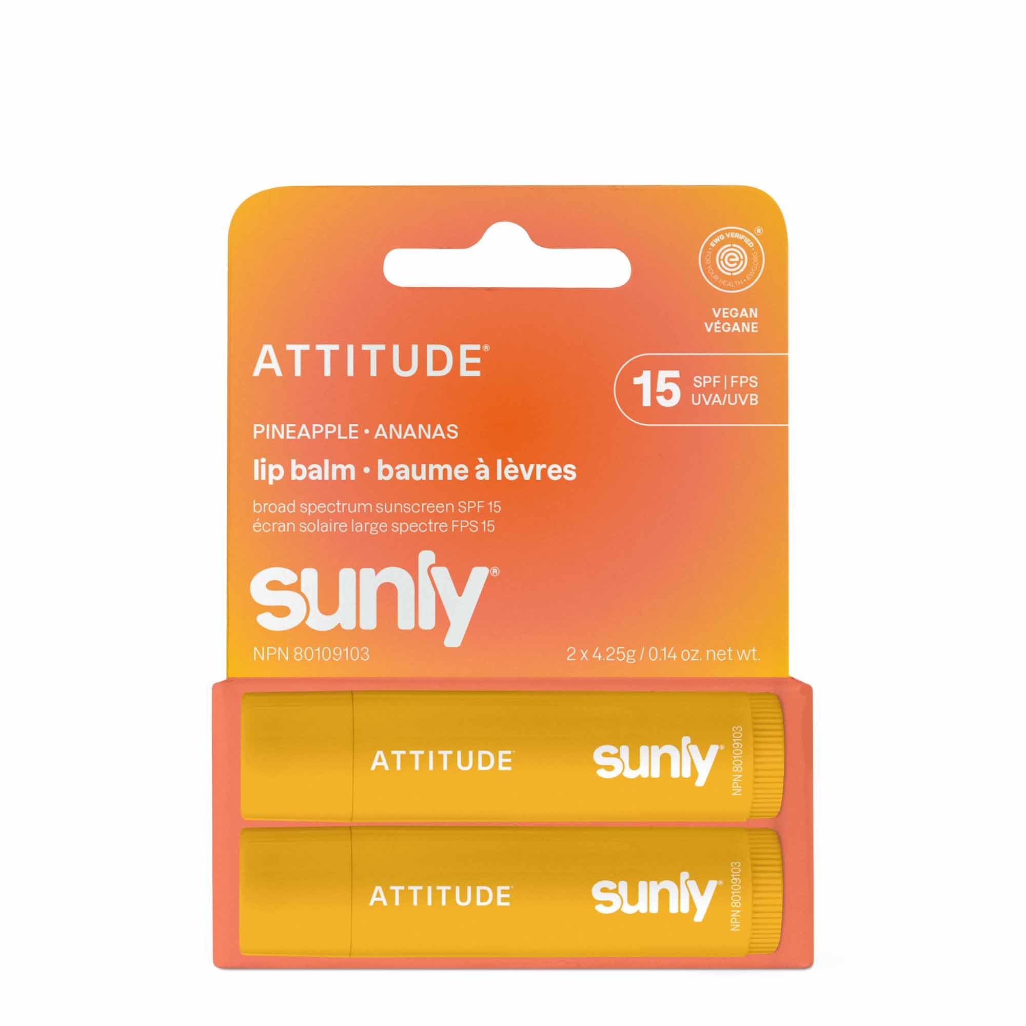 ATTITUDE duo front packaging showing two sticks and SPF benefit