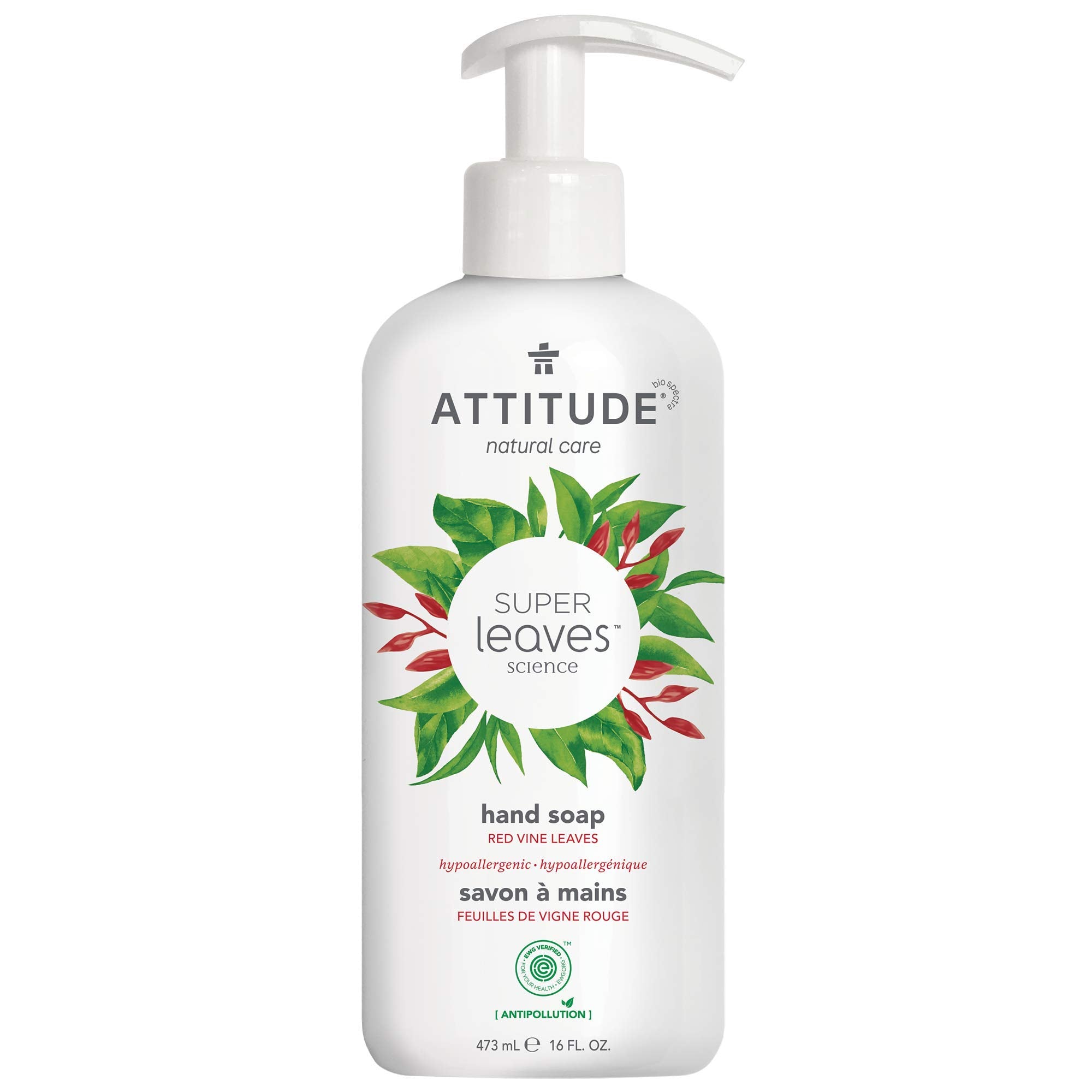 ATTITUDE front bottle view showing label and 16 fl oz size and eco-friendly design