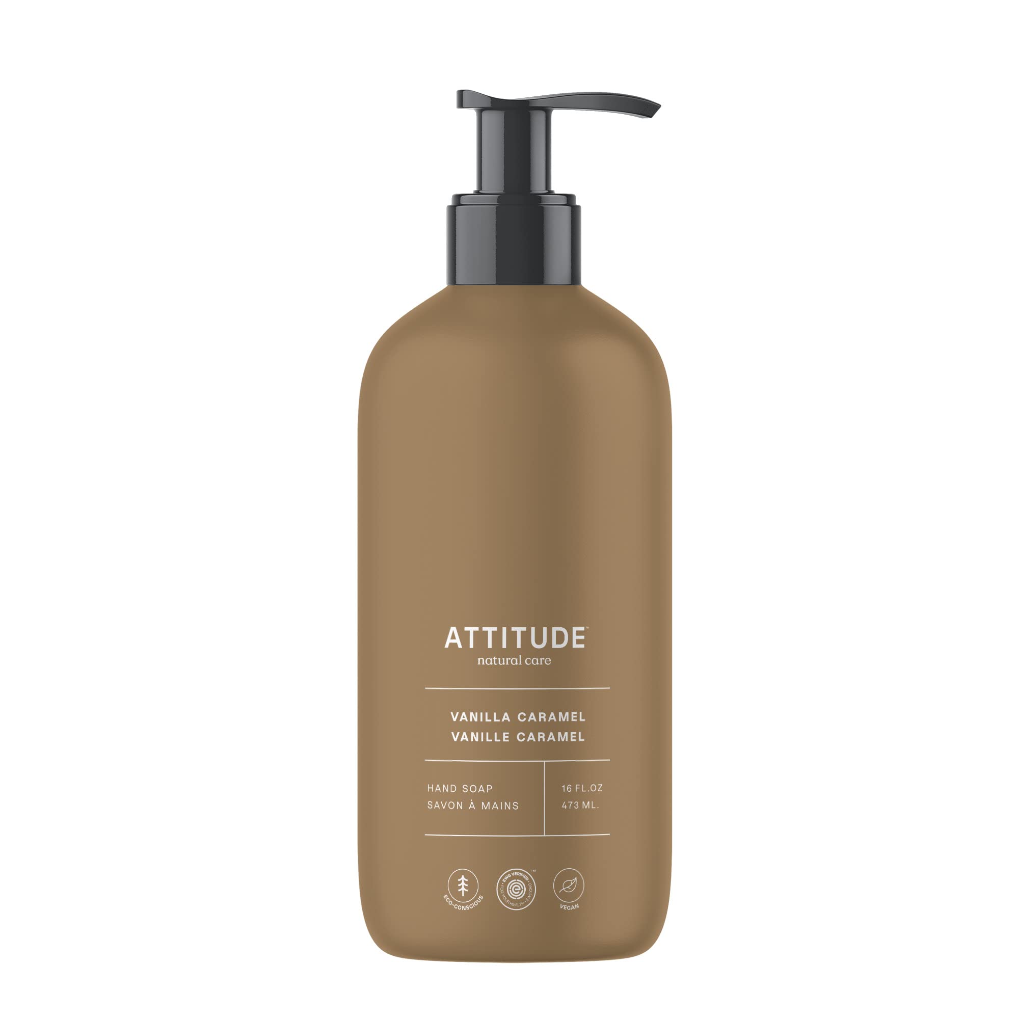 ATTITUDE front label showing EWG Verified and vanilla caramel scent benefits