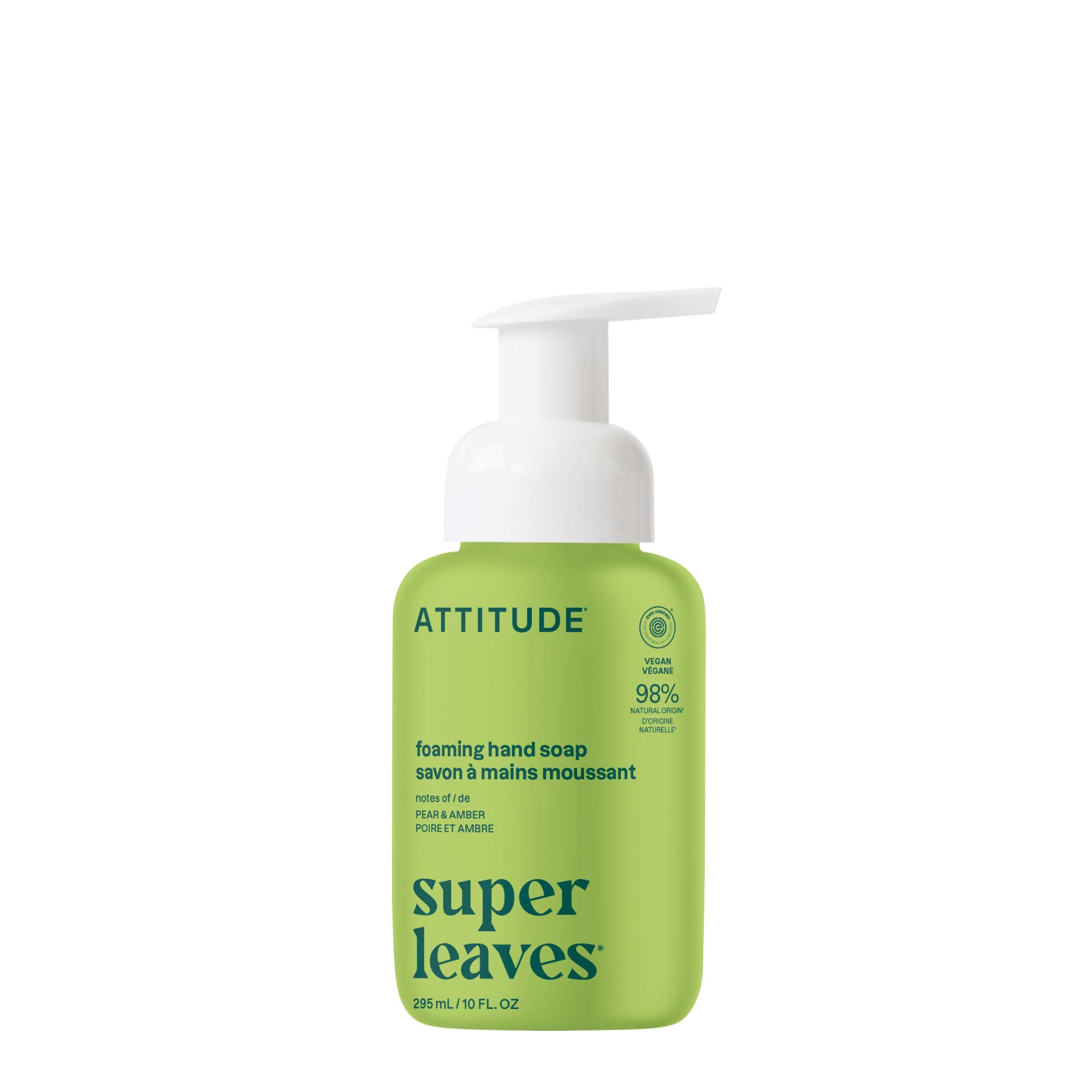 BIO SPECTRA ATTITUDE front bottle showing pear amber fragrance and clean formula benefit