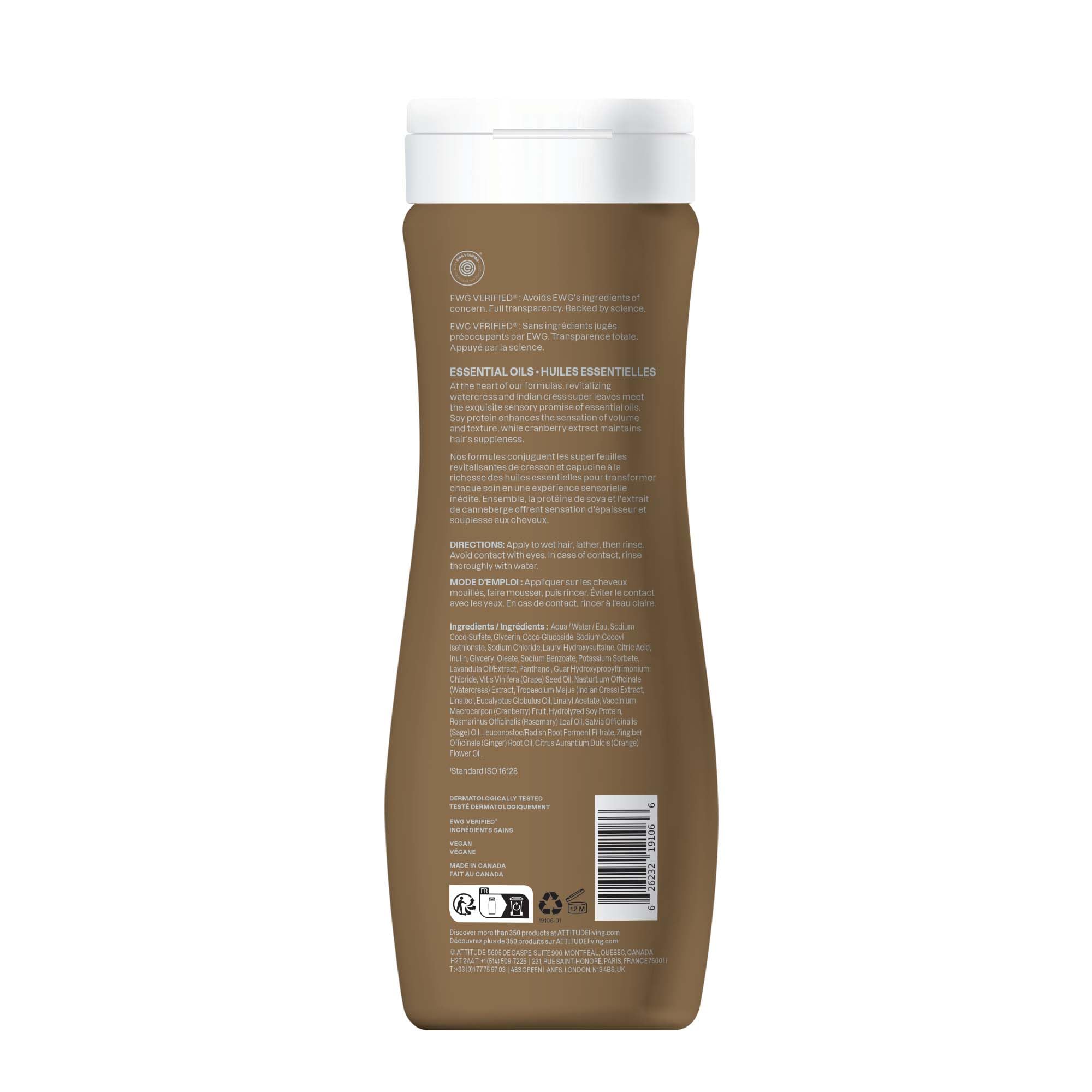 ATTITUDE back label and HDPE bottle showing recyclable packaging benefit