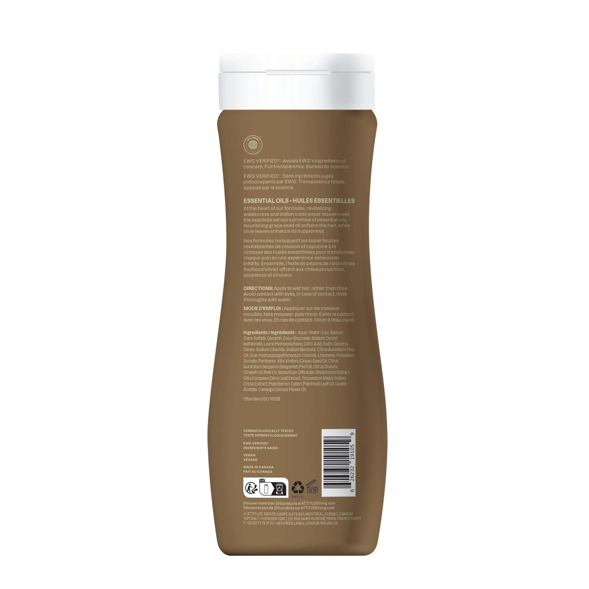 ATTITUDE shampoo flatlay with botanical ingredients illustrating natural-origin formulation benefit