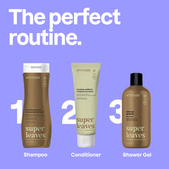 ATTITUDE shampoo next to a 16 fl oz scale ruler showing true size and value benefit