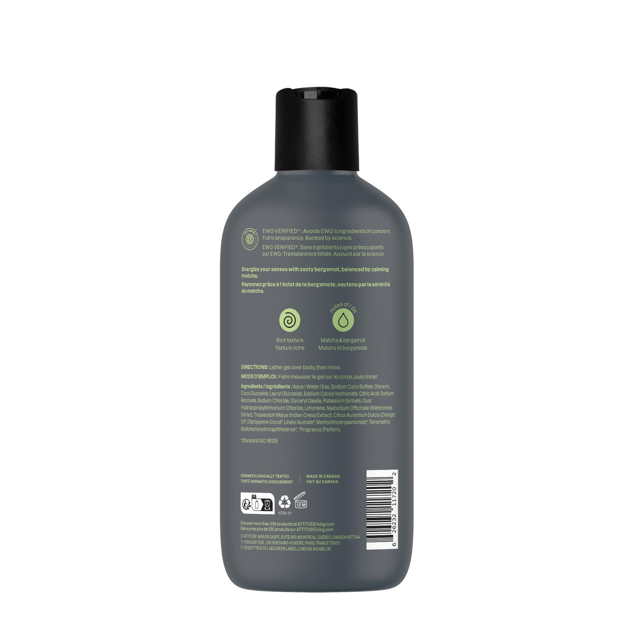 ATTITUDE close-up of fragrance notes matcha and bergamot for invigorating scent