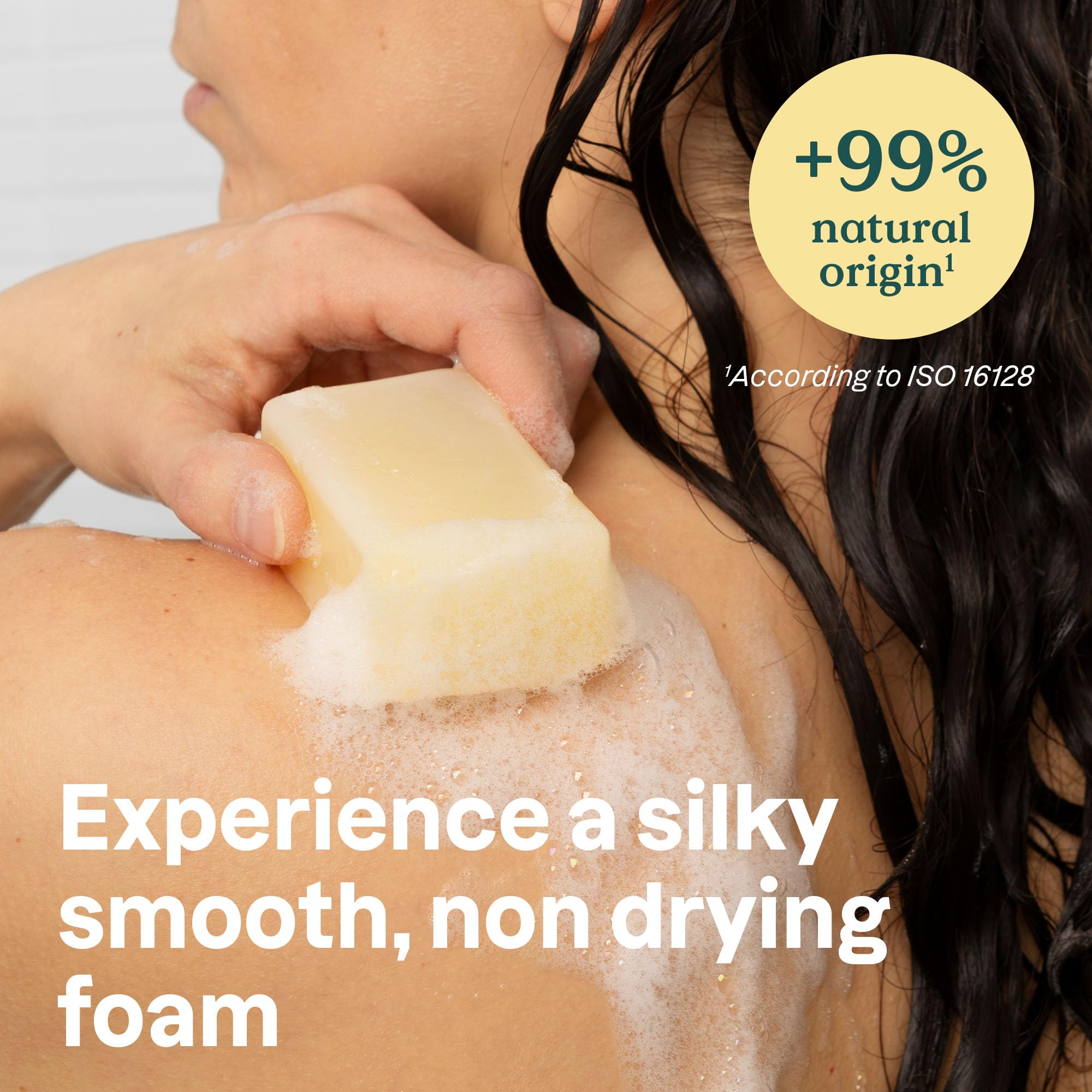 ATTITUDE bar lathering in palm demonstrating gentle, effective foam