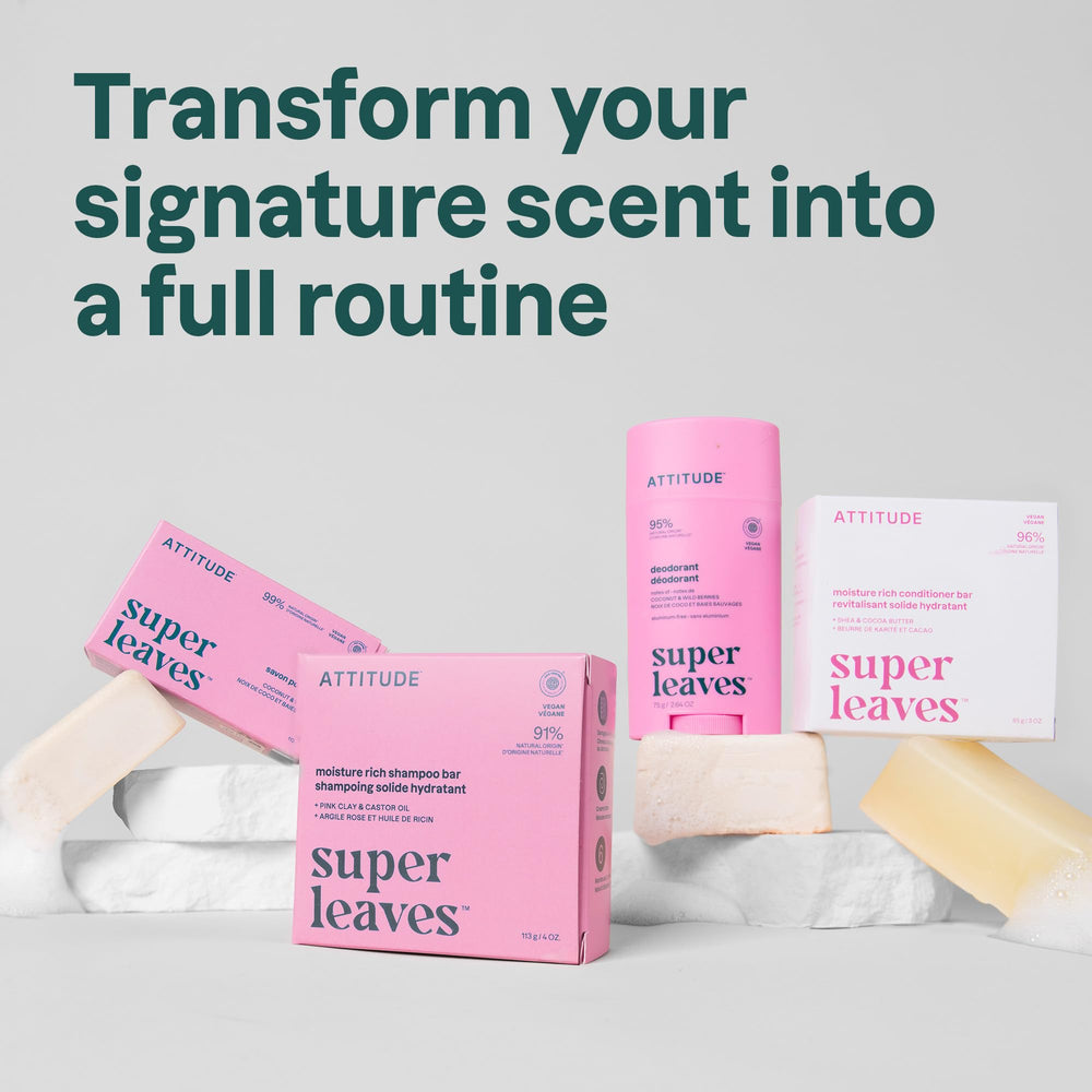 ATTITUDE bar staged in a bathroom setting suggesting clean, plant-based routine