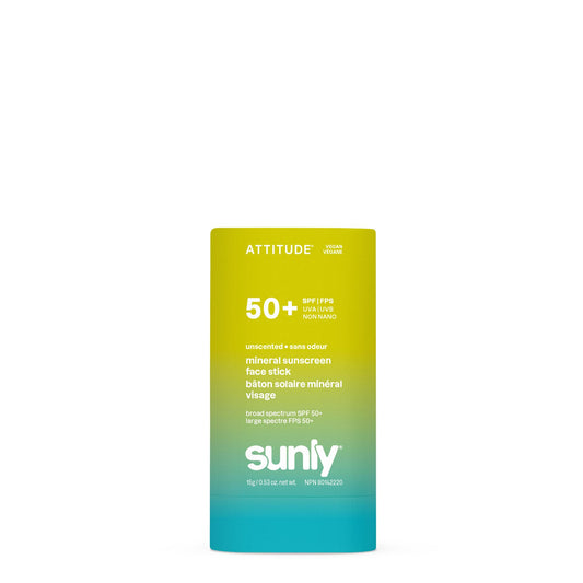 ATTITUDE stick front view showing compact sunscreen packaging and easy portability