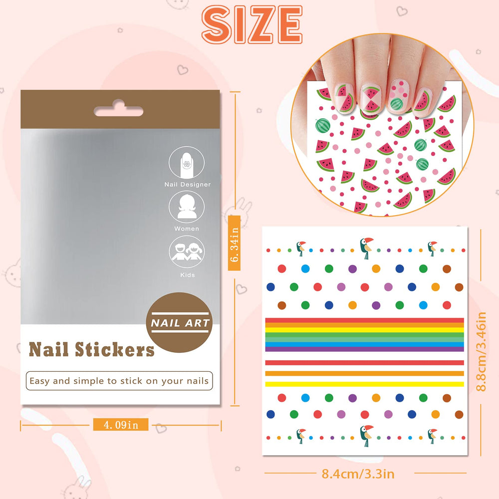 atydkug hand holding sheet for scale illustrating sticker sizes suitable for tips and full nails