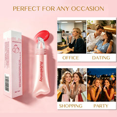 aubelnmay lifestyle image of woman applying gloss for hydrated, glossy pout