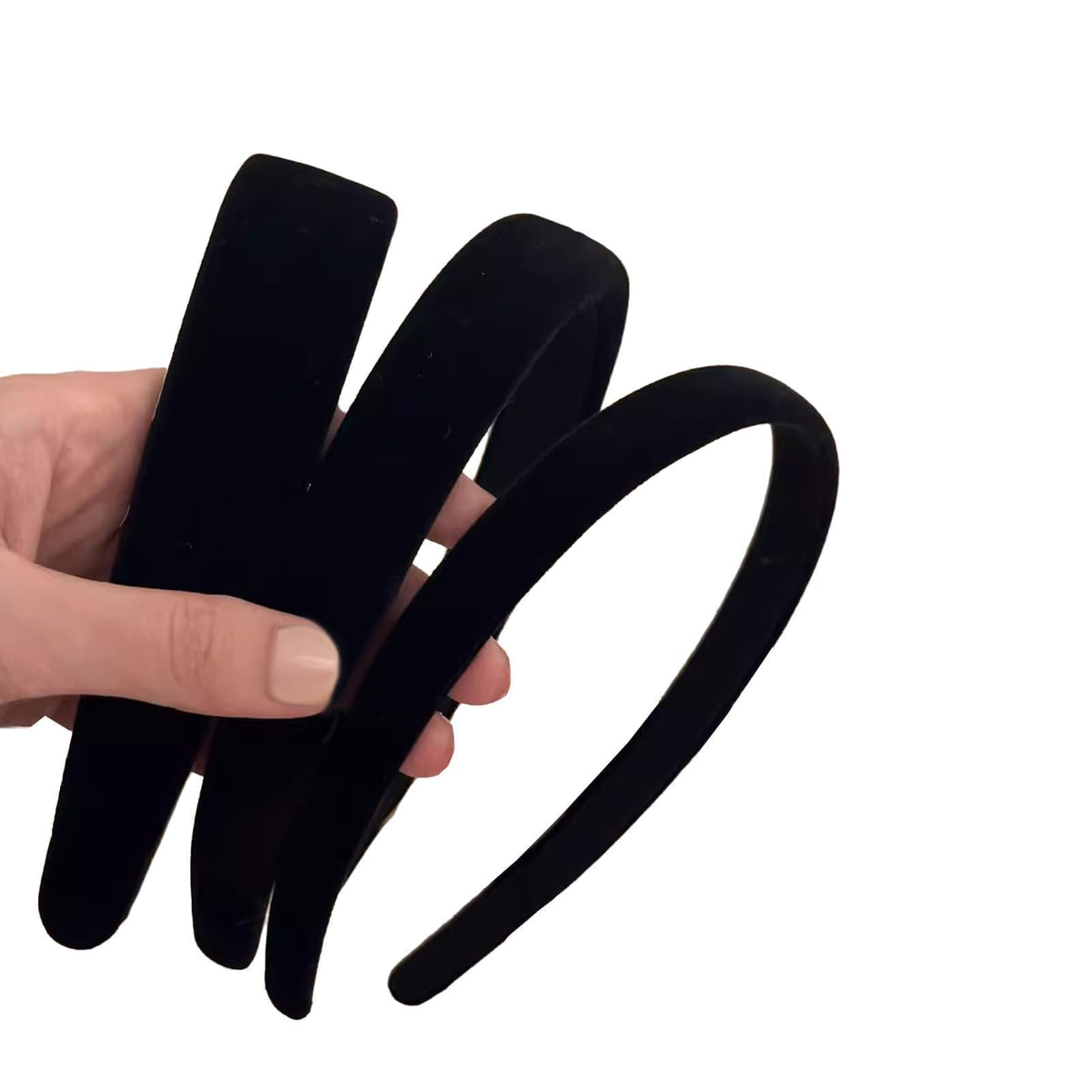 AUDTOPE black velvet headband front view showing sleek shape and refined look