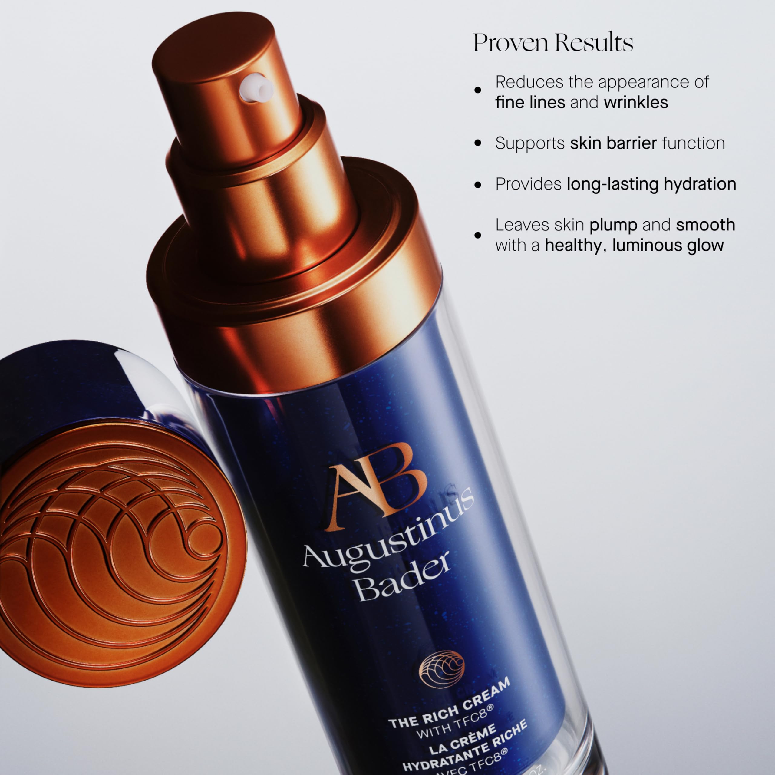 Augustinus Bader model applying cream in morning routine for nourished skin