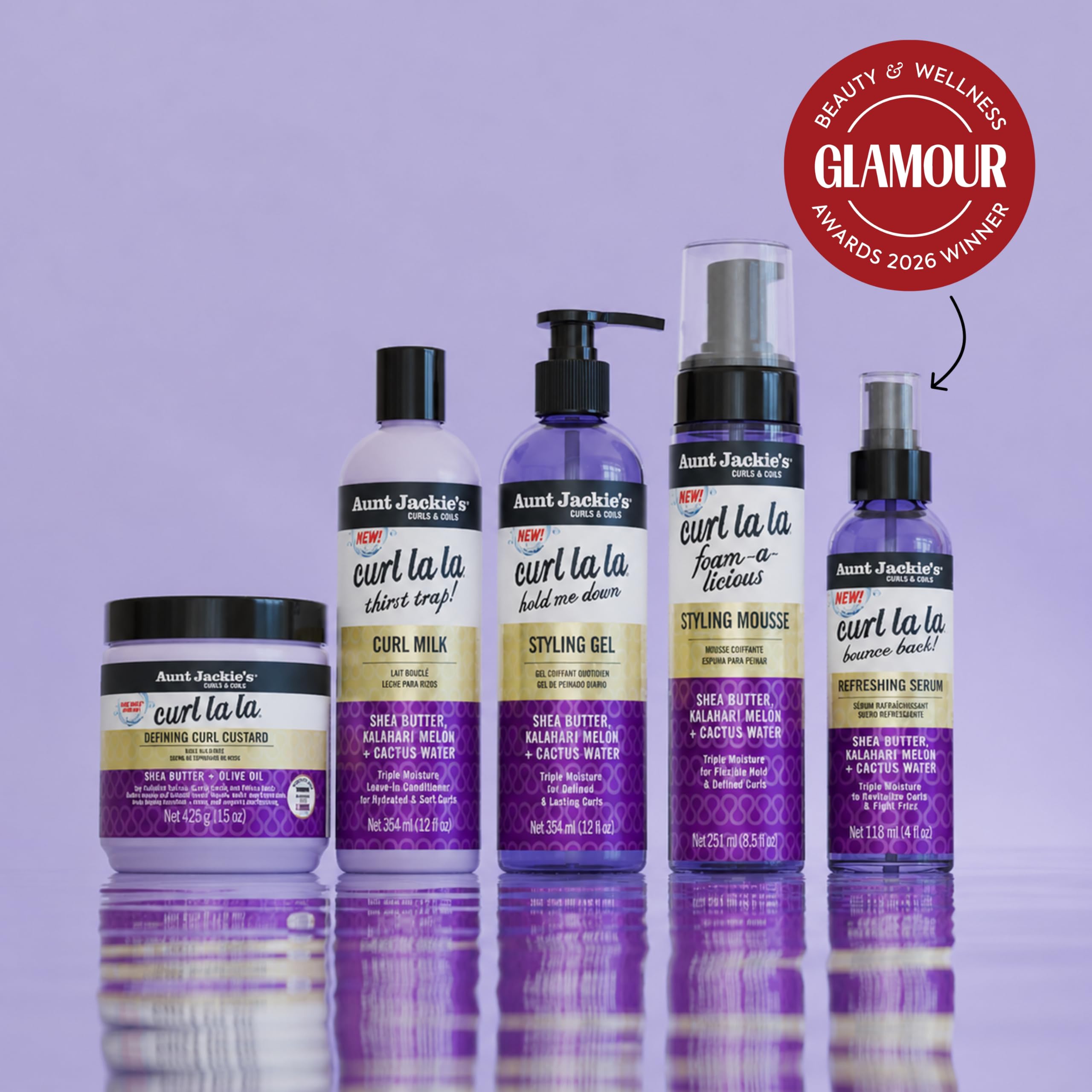 Aunt Jackie's product with 2026 award badge, recognized quality benefit