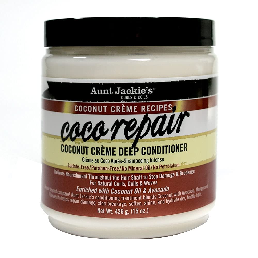 Aunt Jackie's Coco Repair 15oz jar front view showing label and size benefits