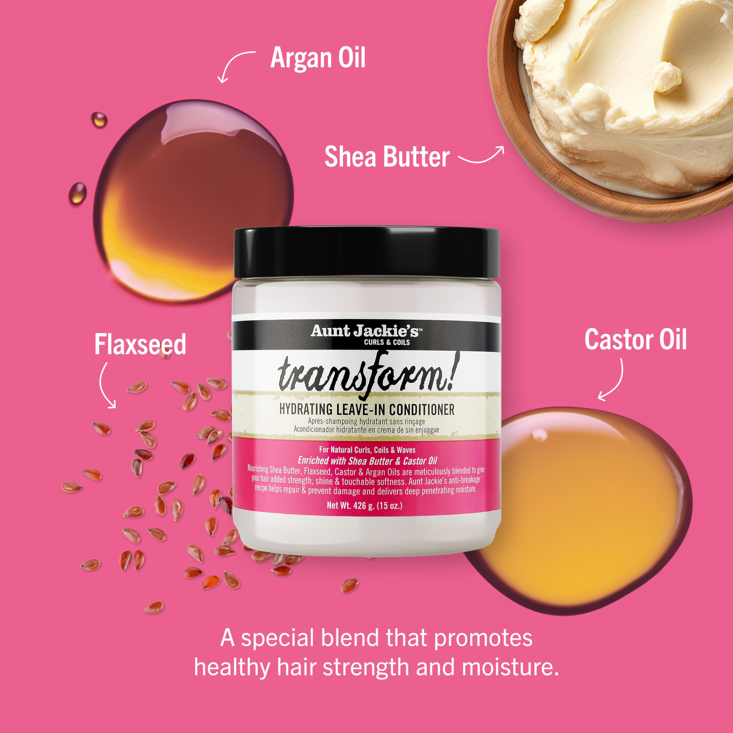 Aunt Jackie's cream texture closeup illustrating rich, hydrating leave‑in slip and softness