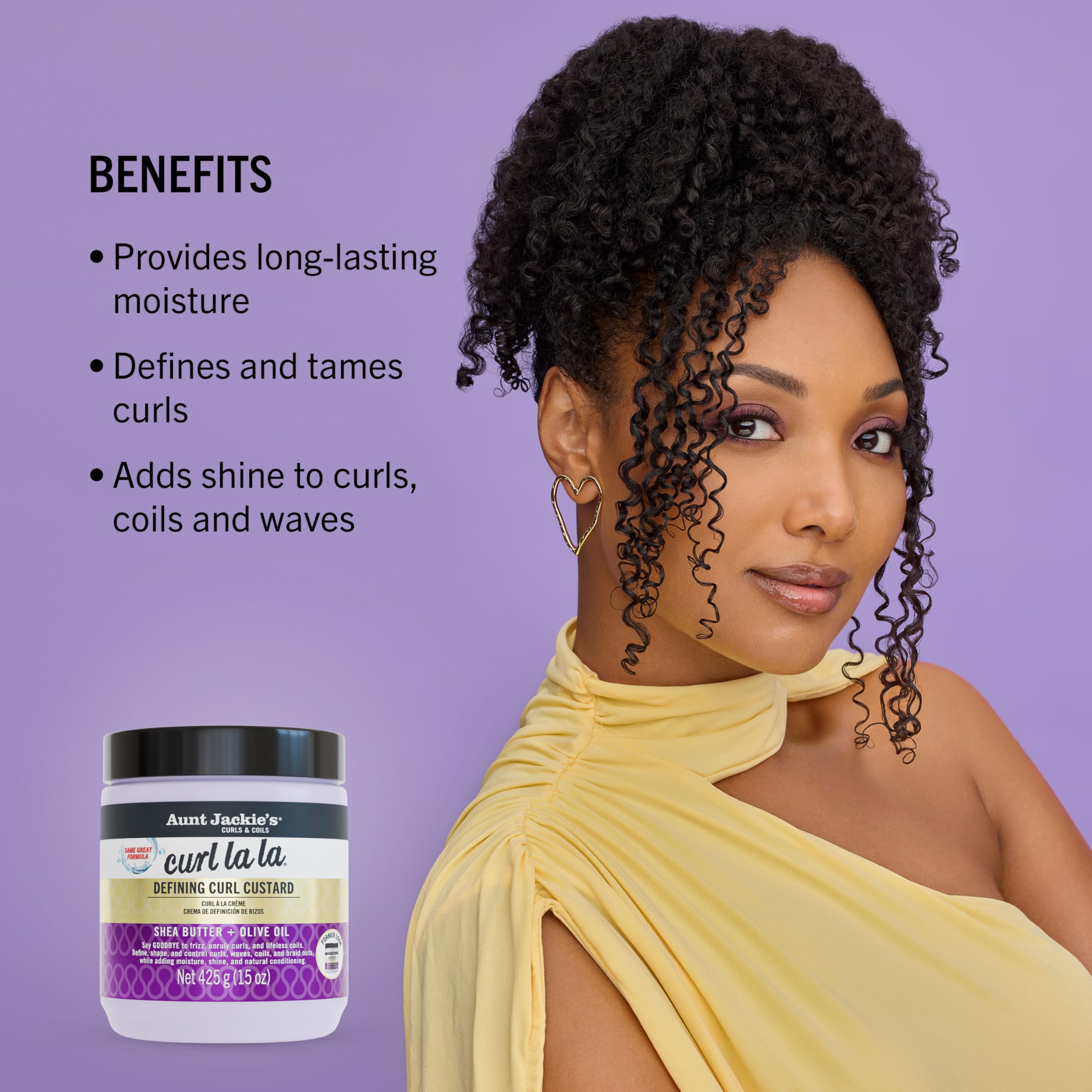 Aunt Jackie's on dry hair showing defined, frizz-controlled curls