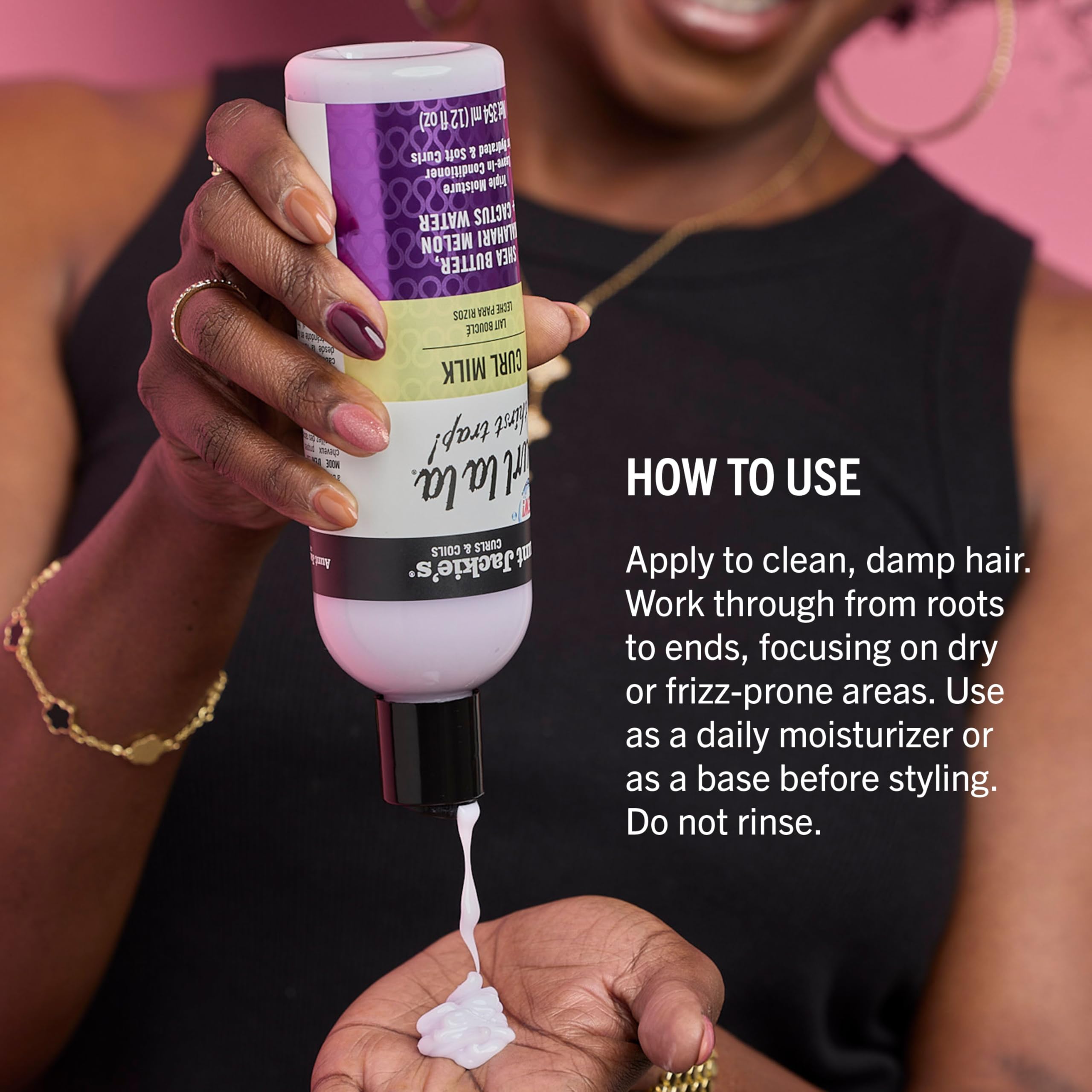 Aunt Jackie's defined bouncy curls after using the curl milk
