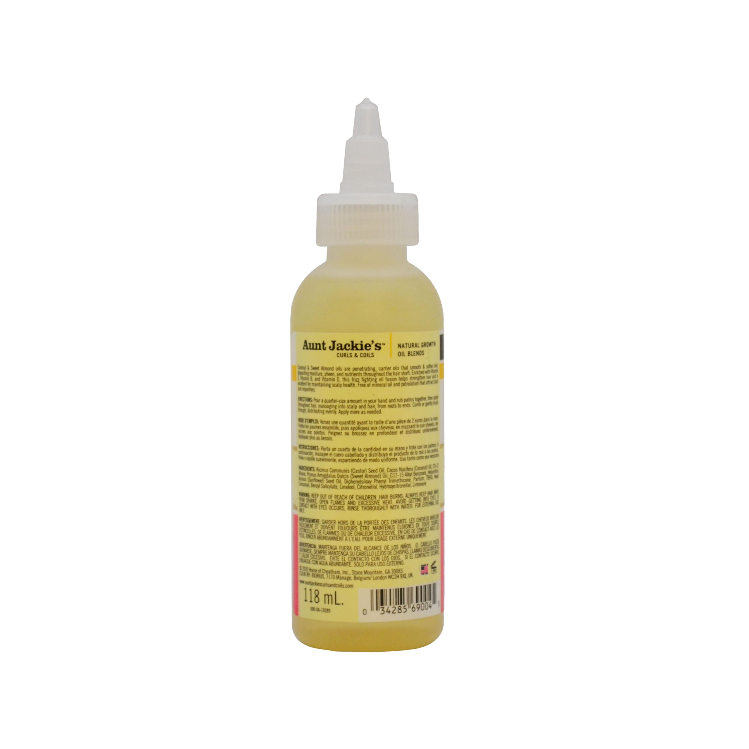 Aunt Jackie's oil poured into hand illustrating lightweight texture and control benefits