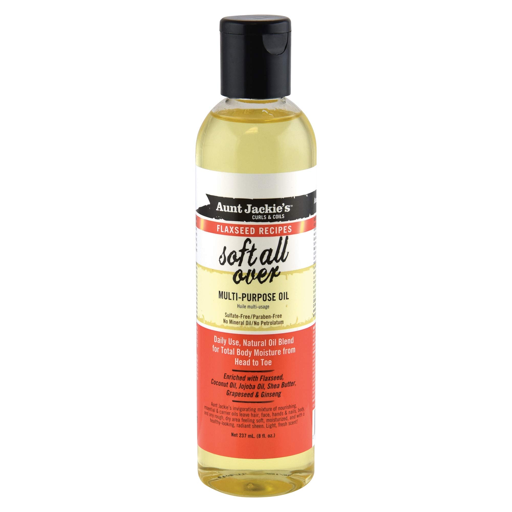 Aunt Jackie's front bottle view showing label and 8 fl oz size for quick ID and benefit
