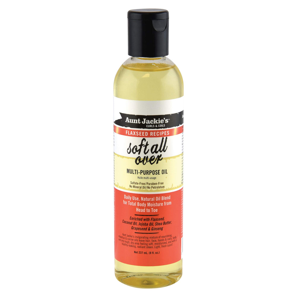 Aunt Jackie's front bottle view showing label and 8 fl oz size for quick ID and benefit