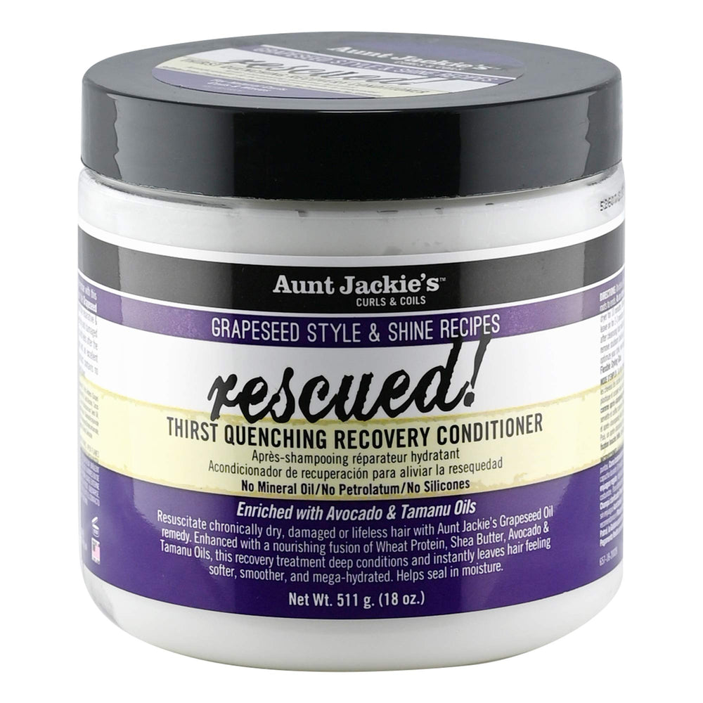 Aunt Jackie's front jar showing label and product identity, moisturizing benefits