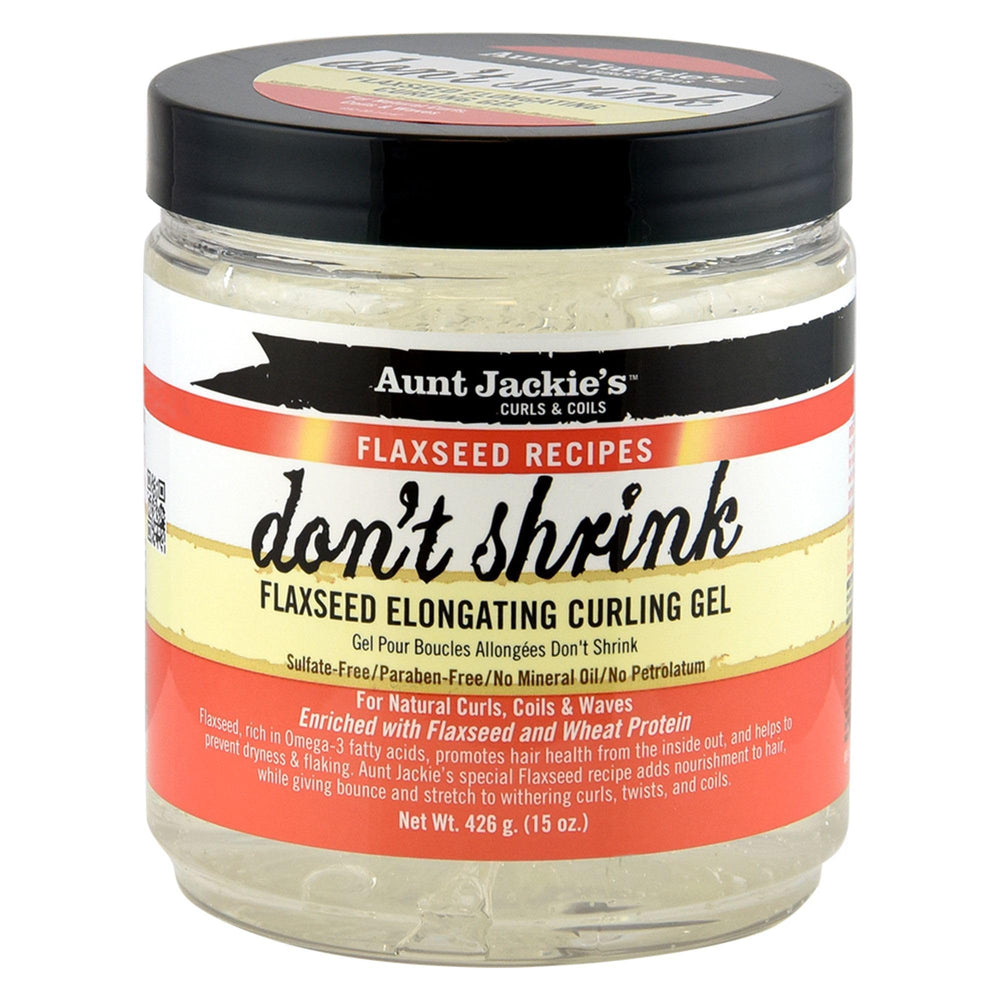 Aunt Jackie's front label on 15 oz jar showing product name and benefits