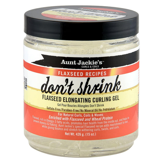 Aunt Jackie's front label on 15 oz jar showing product name and benefits