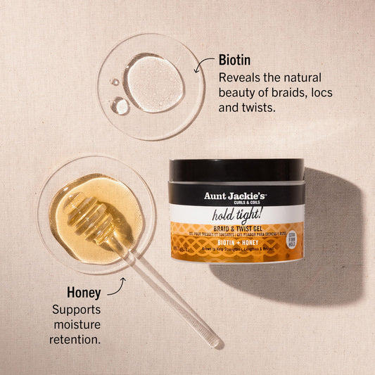 Aunt Jackie's gel texture close-up highlighting smooth control and shine