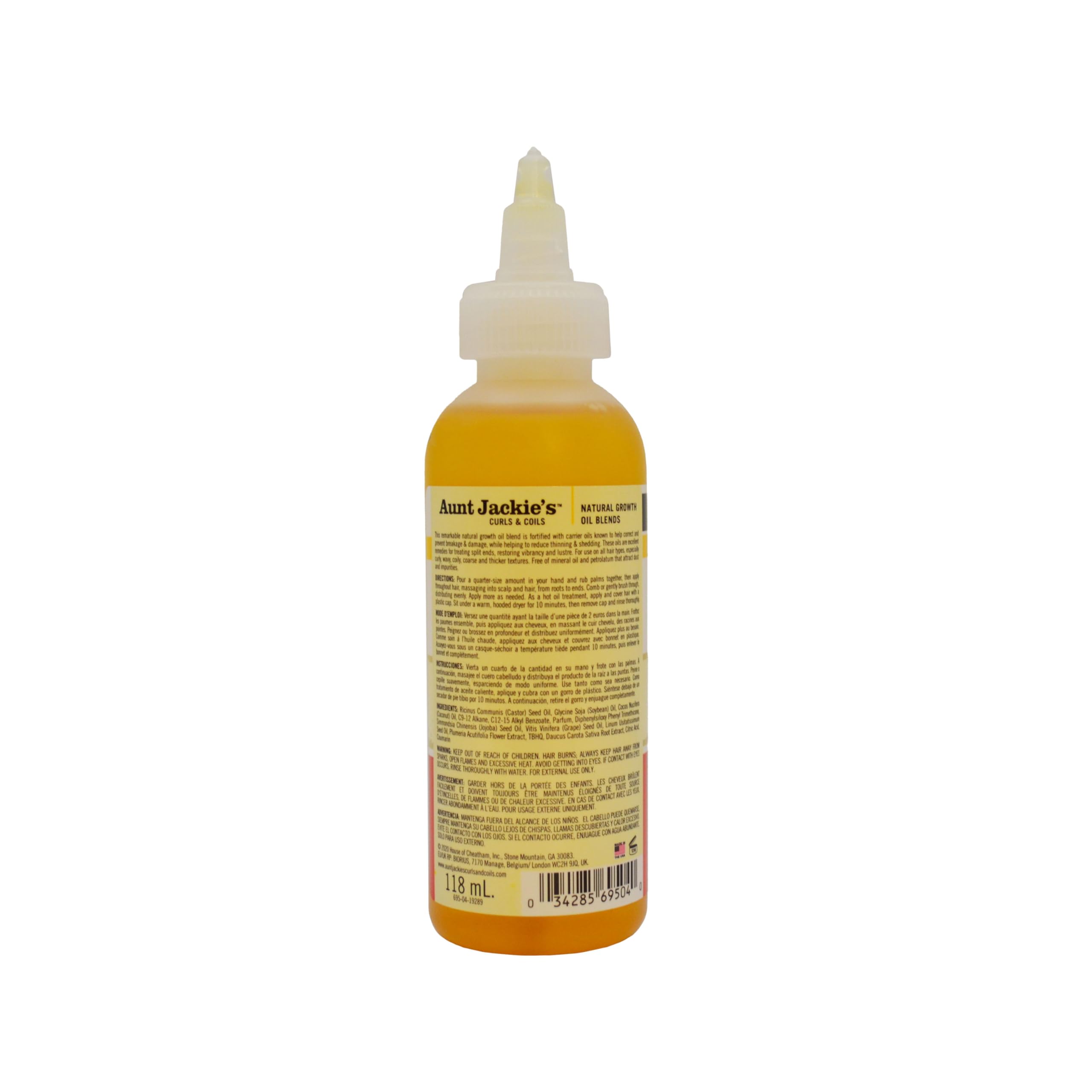Aunt Jackie's oil pour close-up revealing lightweight texture and easy absorption benefit