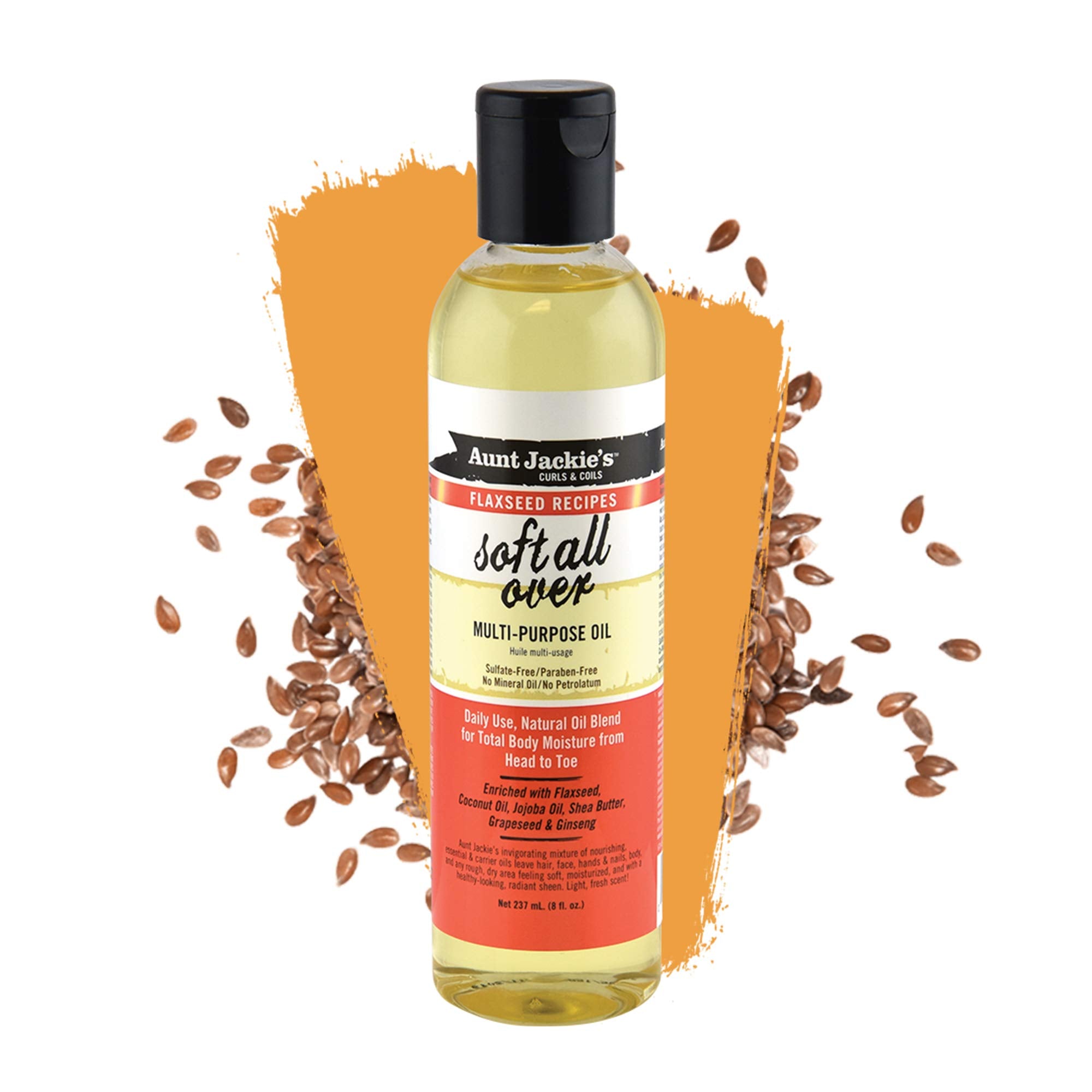 Aunt Jackie's oil pouring close-up showing lightweight texture and fast absorption benefit