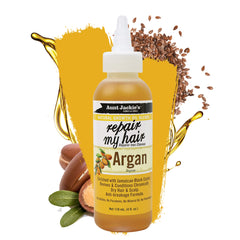 Aunt Jackie's oil droplet close-up highlighting argan blend for shine