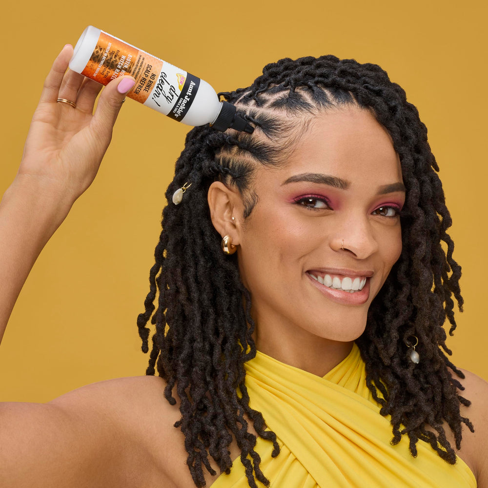 Aunt Jackie's spray focusing on scalp application to soothe and detox