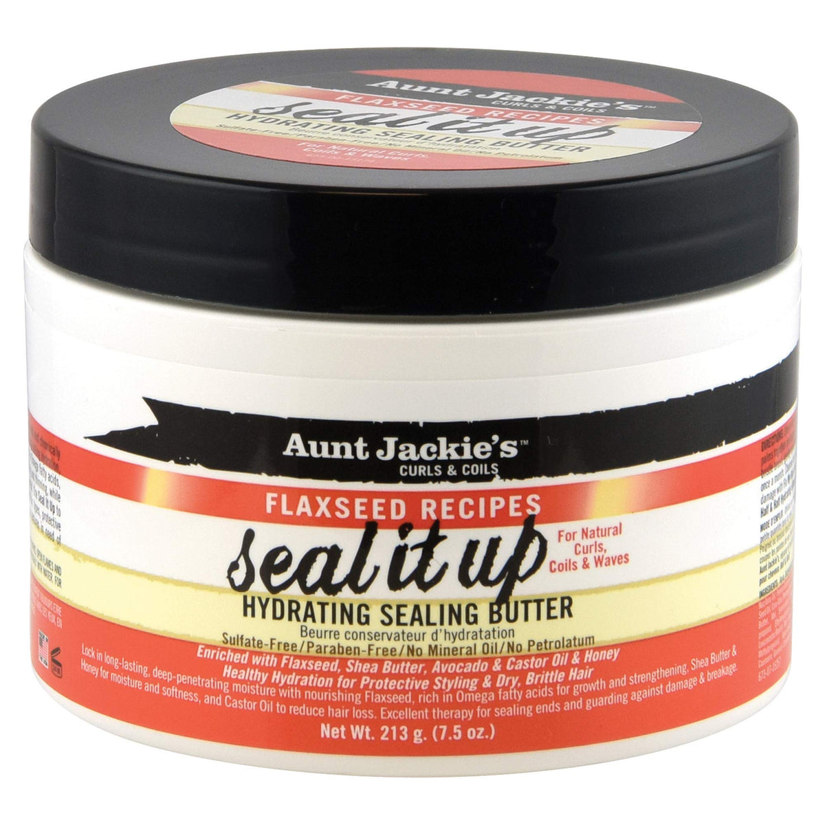 Aunt Jackie's jar front view showing label and product benefit