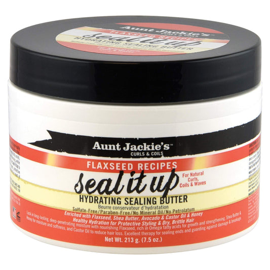 Aunt Jackie's jar front view showing label and product benefit