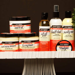Aunt Jackie's used on braided hair in a styling routine, protects hair