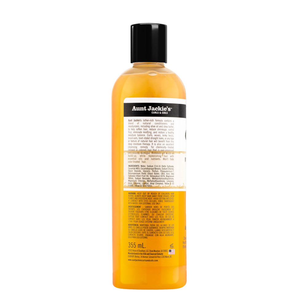 Aunt Jackie's shampoo in shower scene showing practical use and hydration benefit