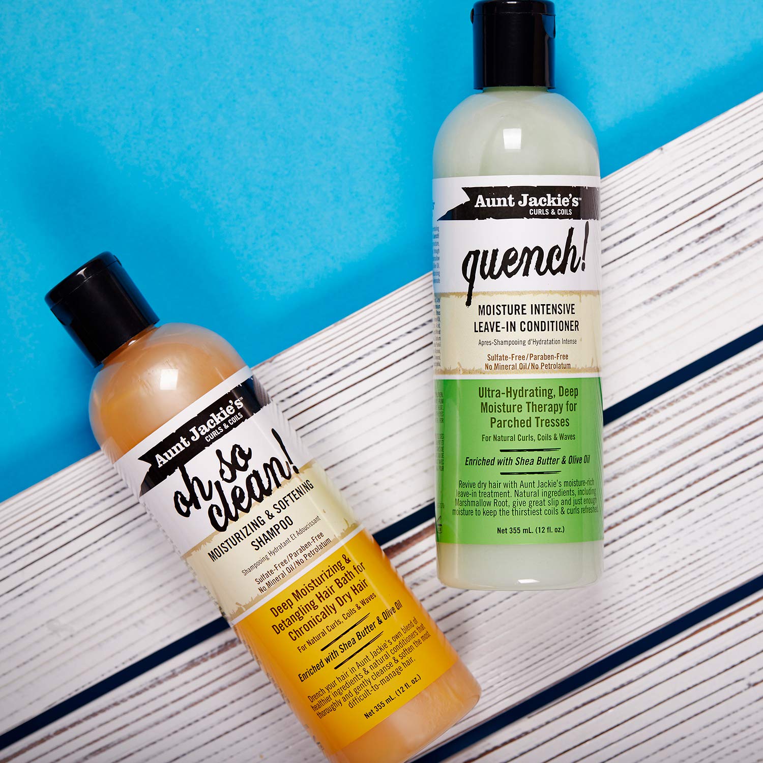 Aunt Jackie's styled wash-and-go on model showing curl definition