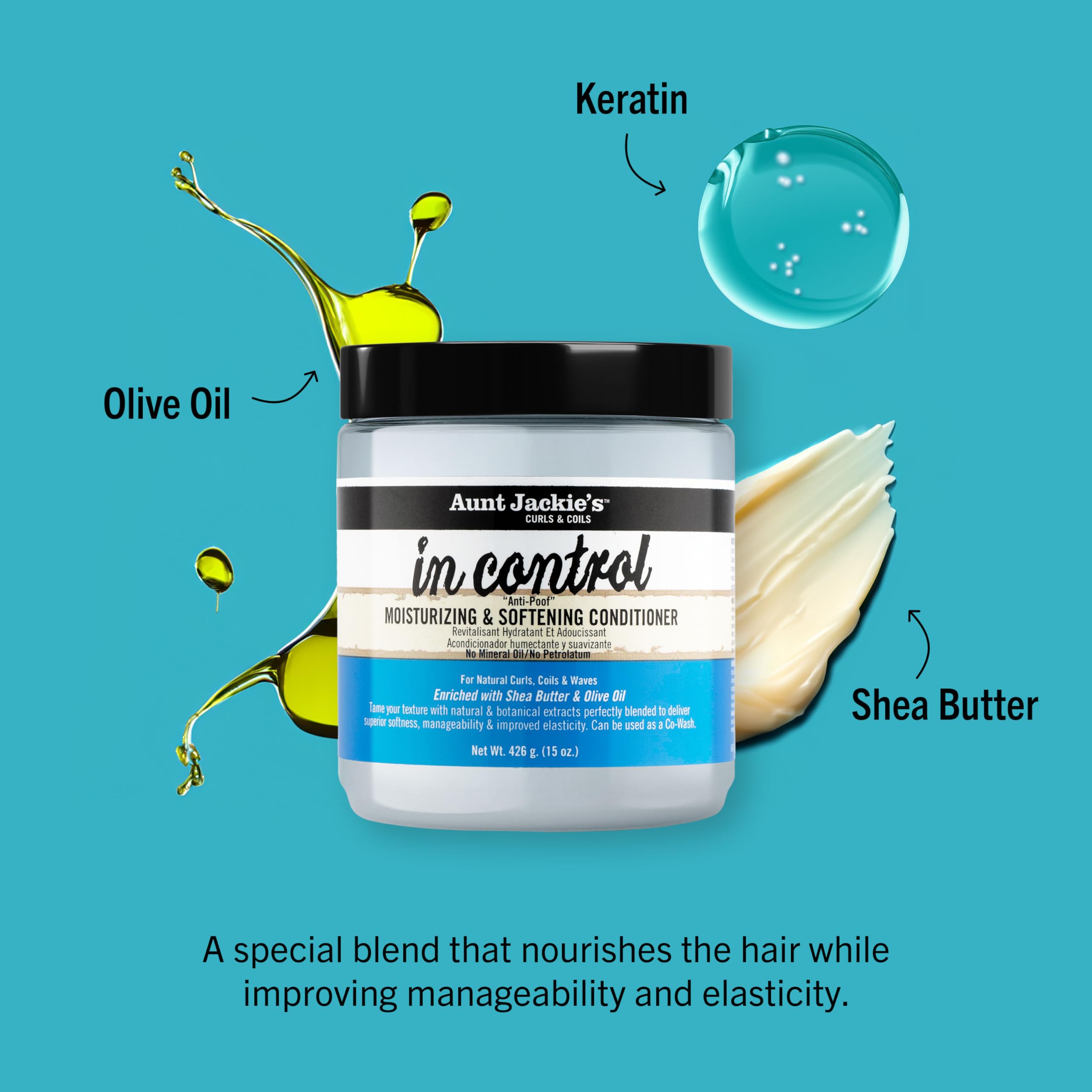Aunt Jackie's creamy conditioner texture close-up for easy detangling