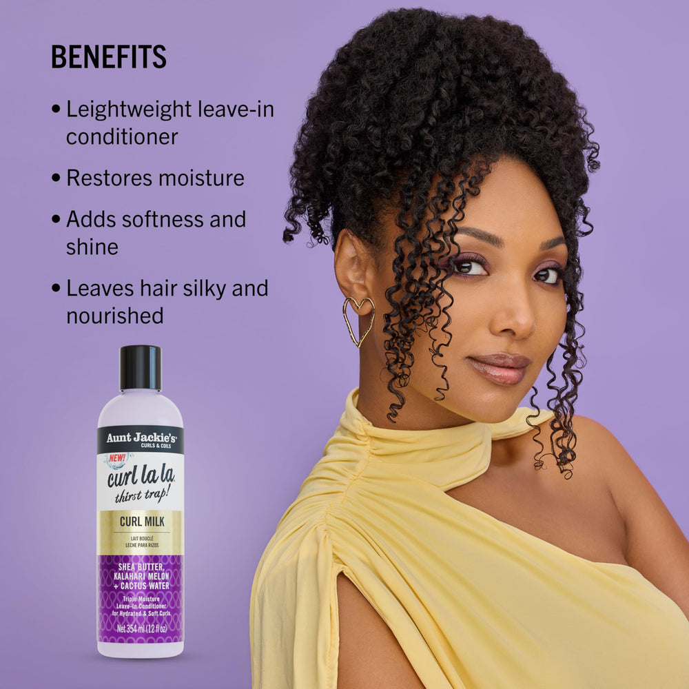 Aunt Jackie's curl milk texture poured into palm for smooth slip