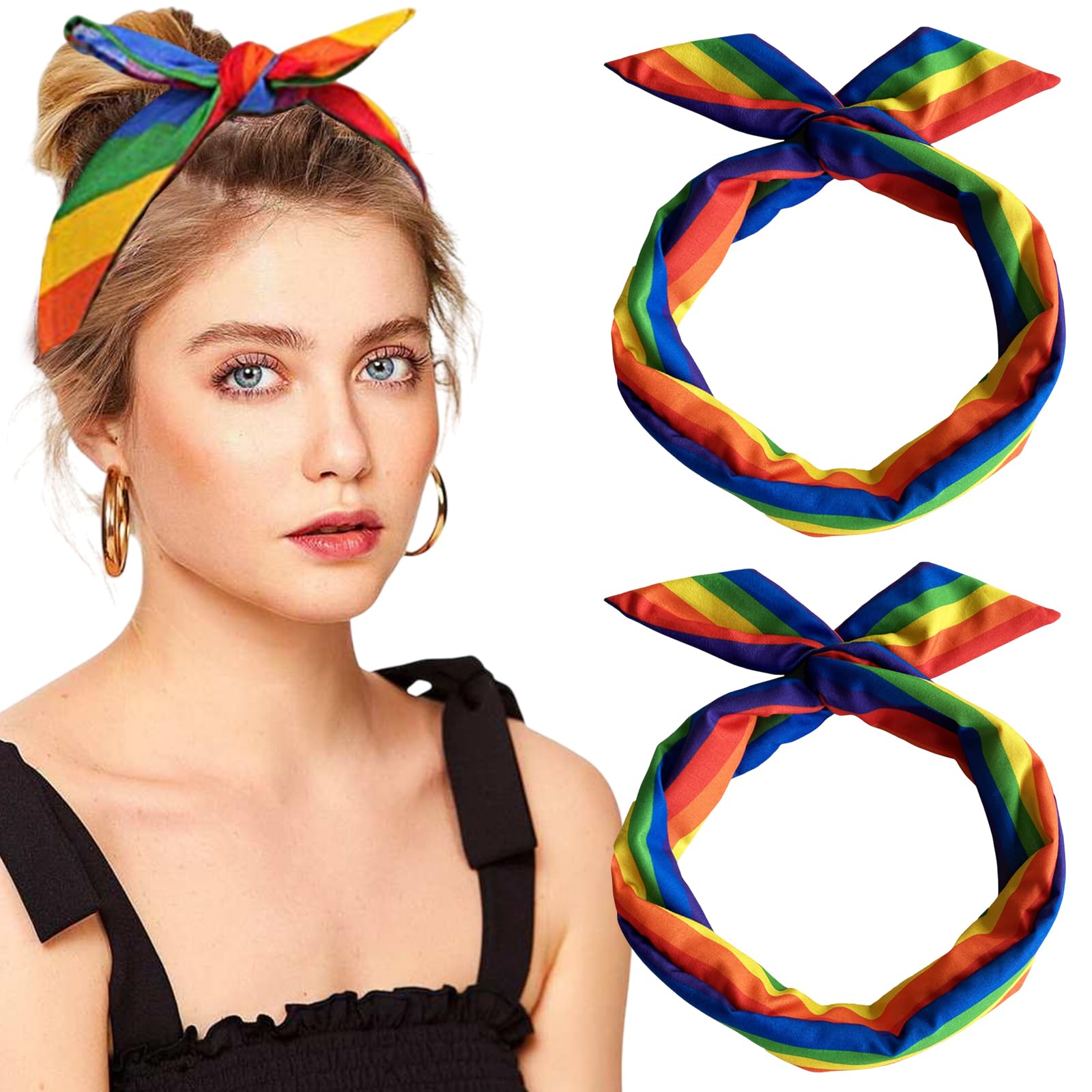 AUOCATTAIL front view headbands showing colorful pride stripes and wearable design benefit