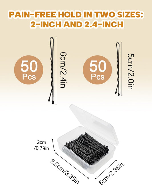 AUOOR close-up of 2 and 2.4 inch bobby pins for secure hold