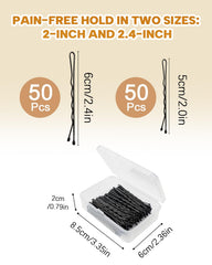 AUOOR close-up of 2 and 2.4 inch bobby pins for secure hold