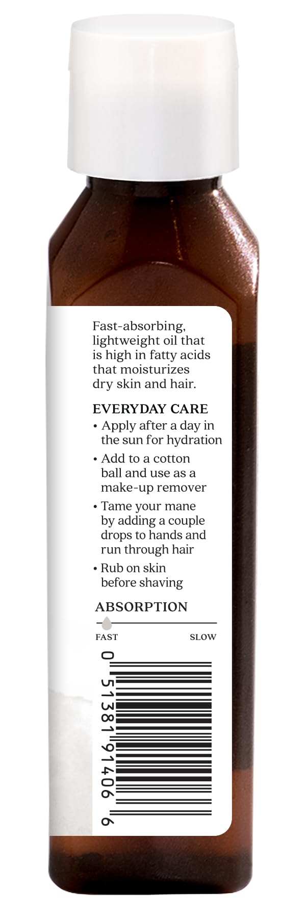 Aura Cacia label detail emphasizing botanical sourcing and ingredient clarity