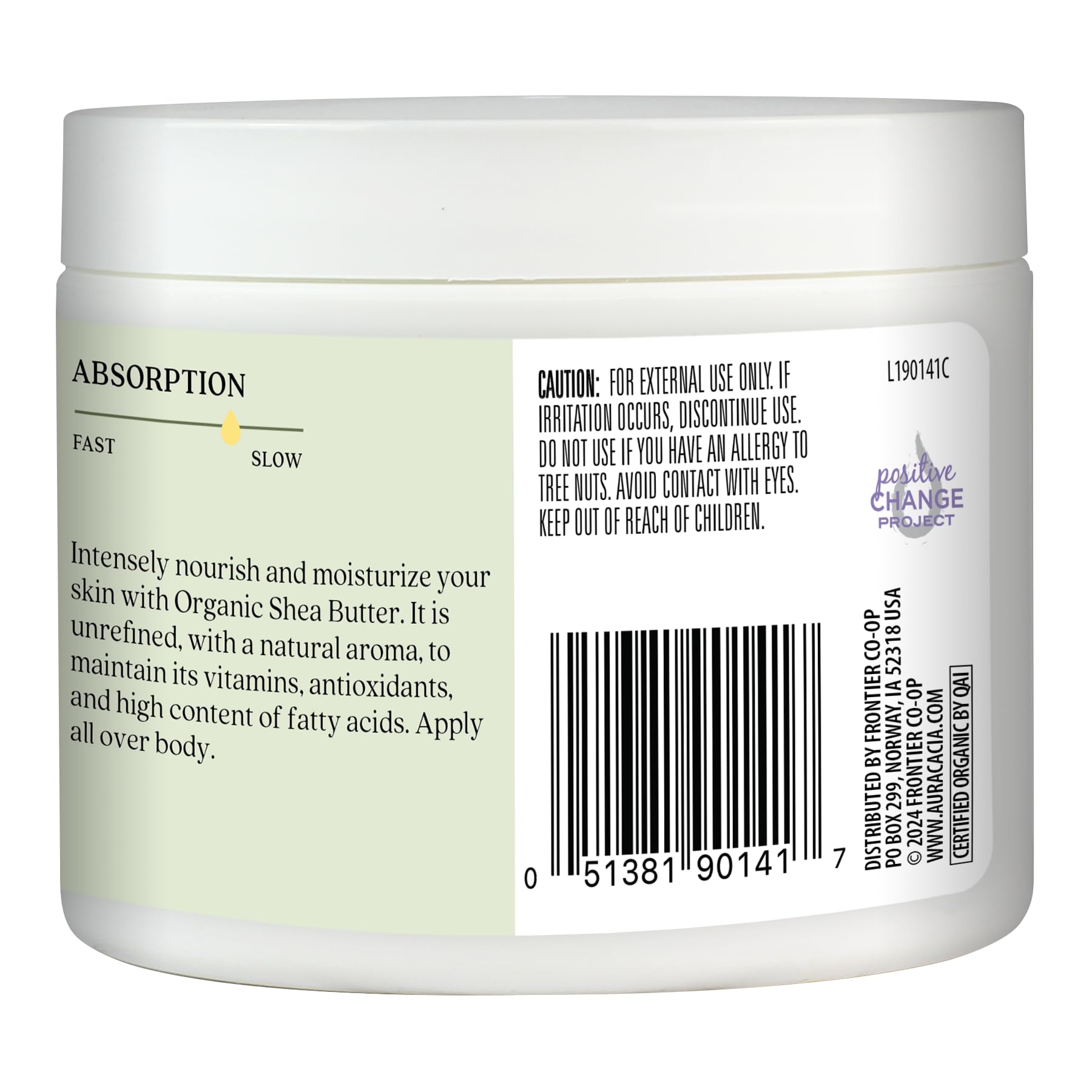 Aura Cacia open jar with wooden spoon illustrating easy scooping and hygienic use